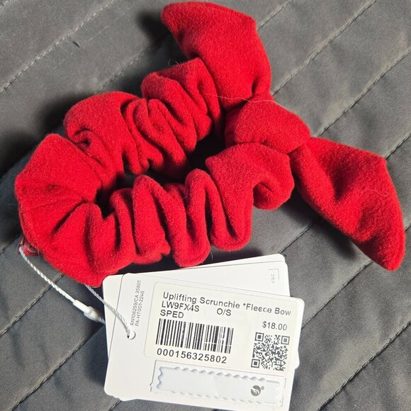 NWT Lululemon Uplifting Scrunchie *Fleece Bow - Sport Red - Picture 2 of 2